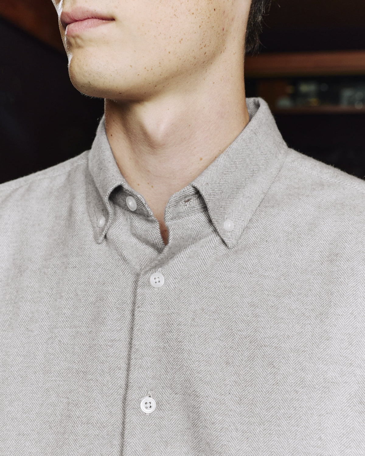 Chemise en flanelle à micro-chevrons bleu nuit - 4