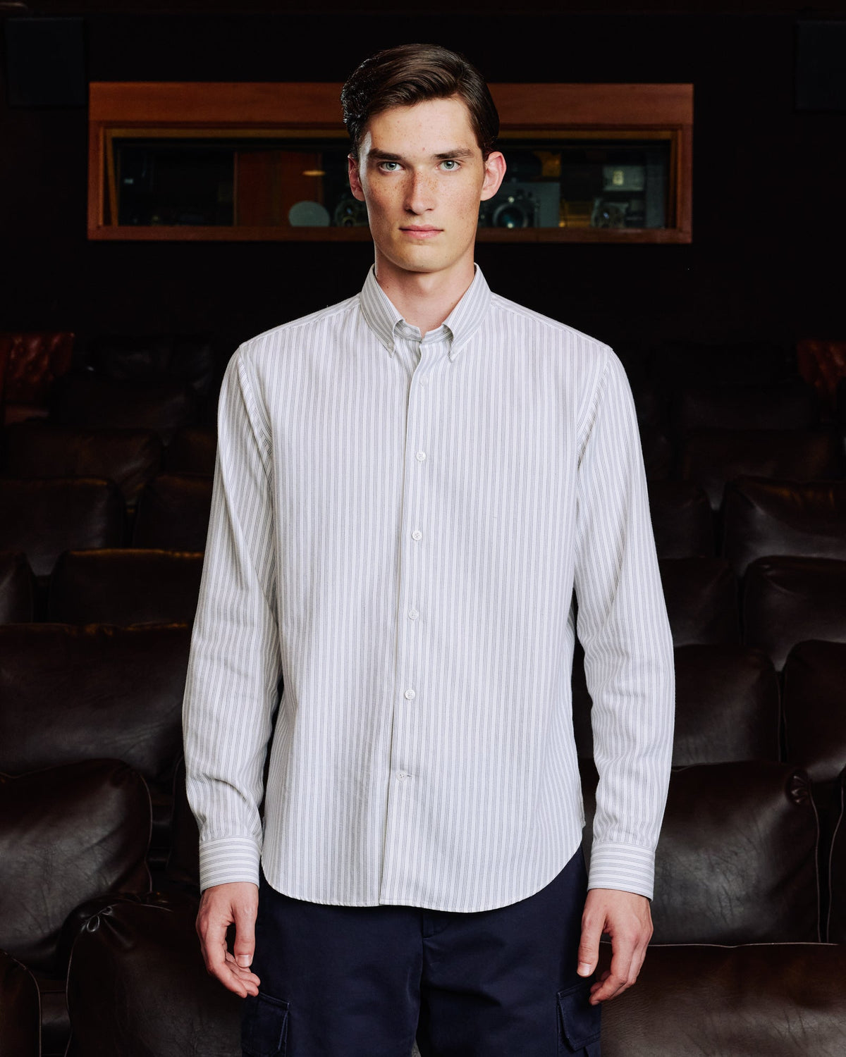 Chemise en flanelle à micro-chevrons bleu nuit - 5