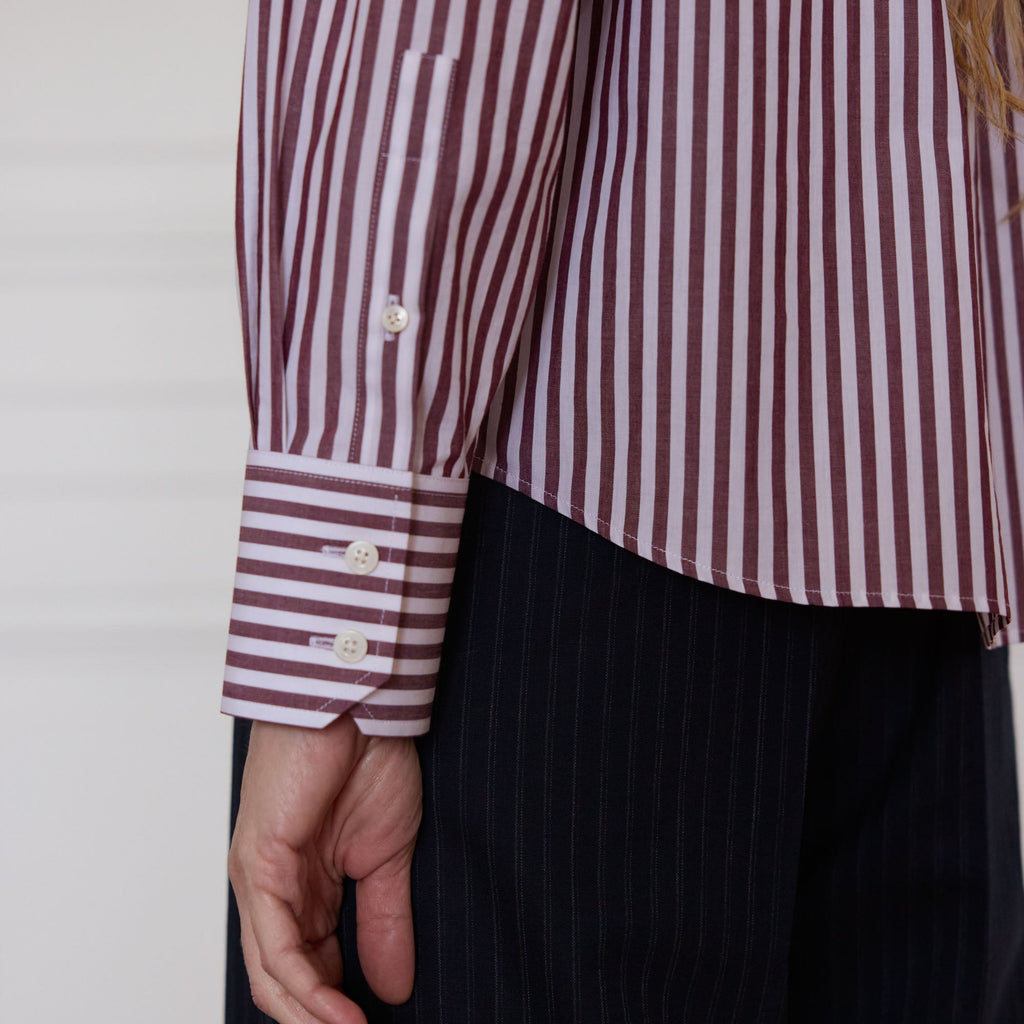 Chemise à rayures bordeaux en coton - 2