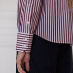 Chemise à rayures bordeaux en coton - 2
