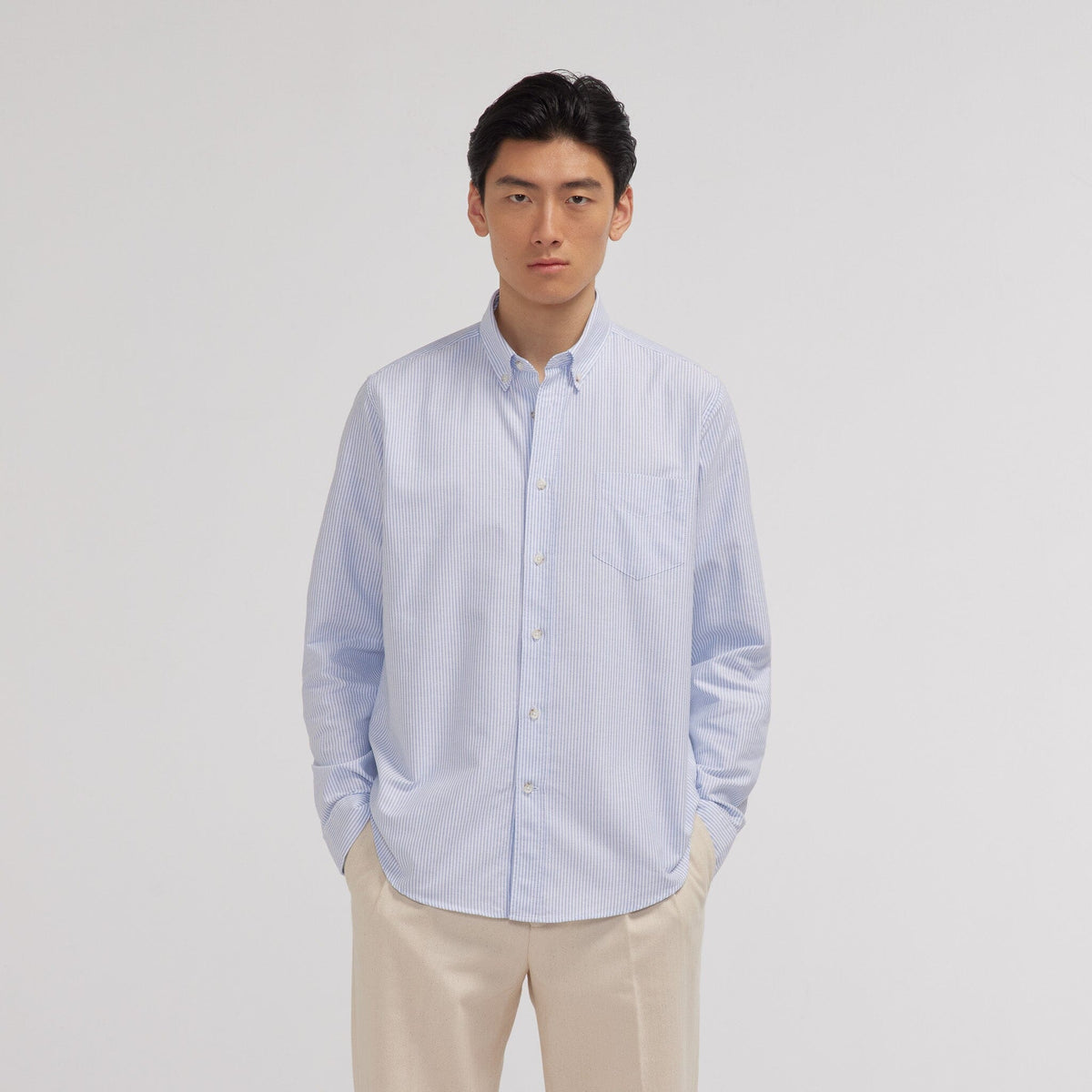 Chemise en oxford à rayures vertes - 3