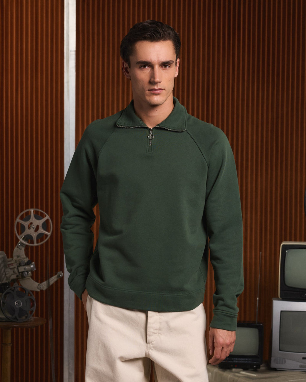Sweat en coton vert - 1