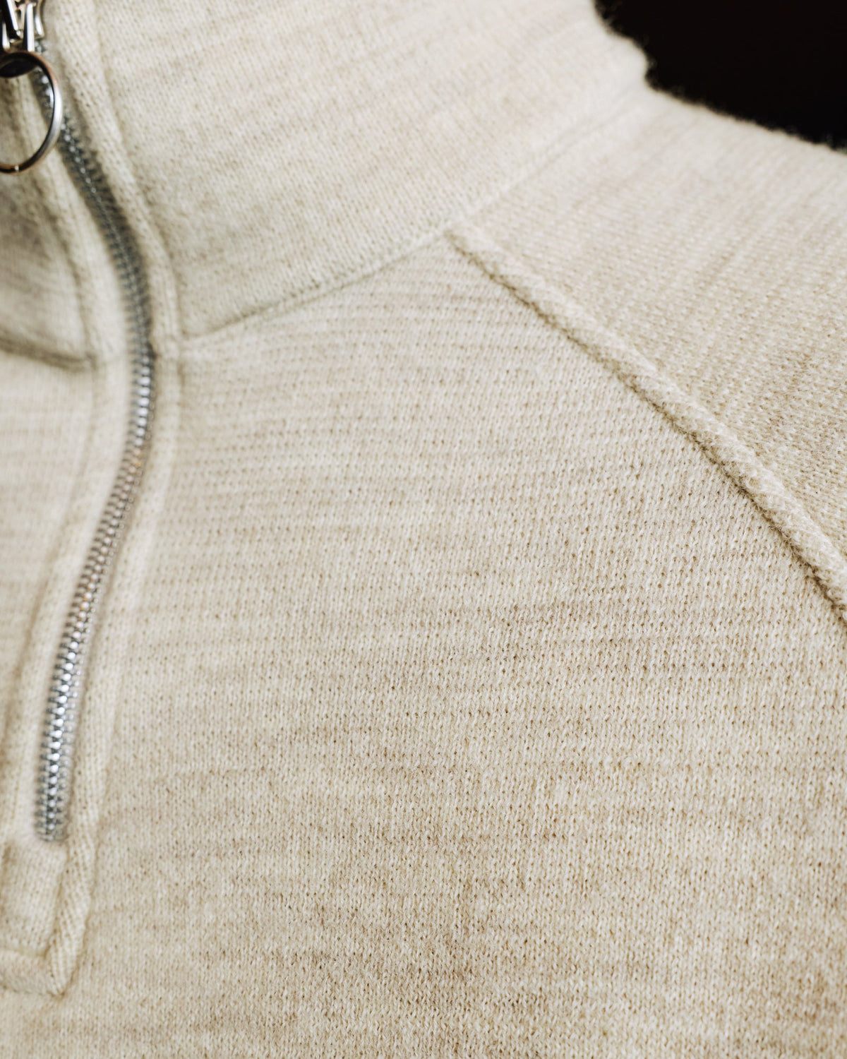 Sweat à col zippé en laine point milano écru - 2