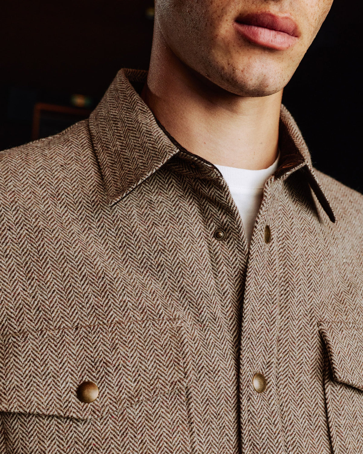 Veste en laine chevrons matelassée marron - 2