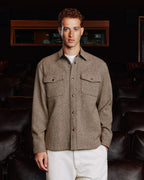 Veste en laine chevrons matelassée marron - 1