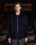 Veste col officier en laine Loden marine - 1
