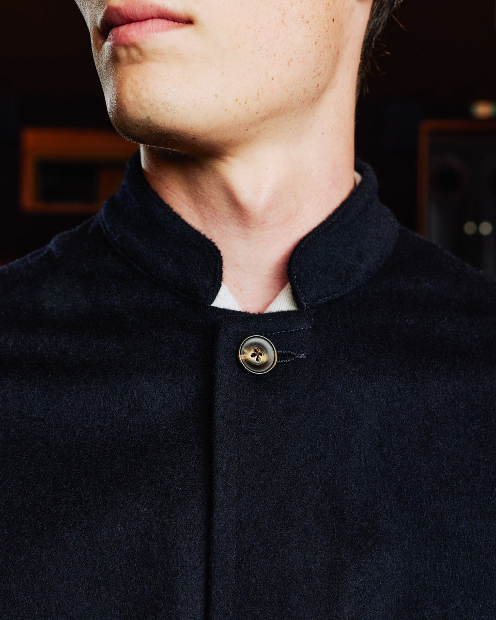 Veste col officier en laine Loden marine - 2