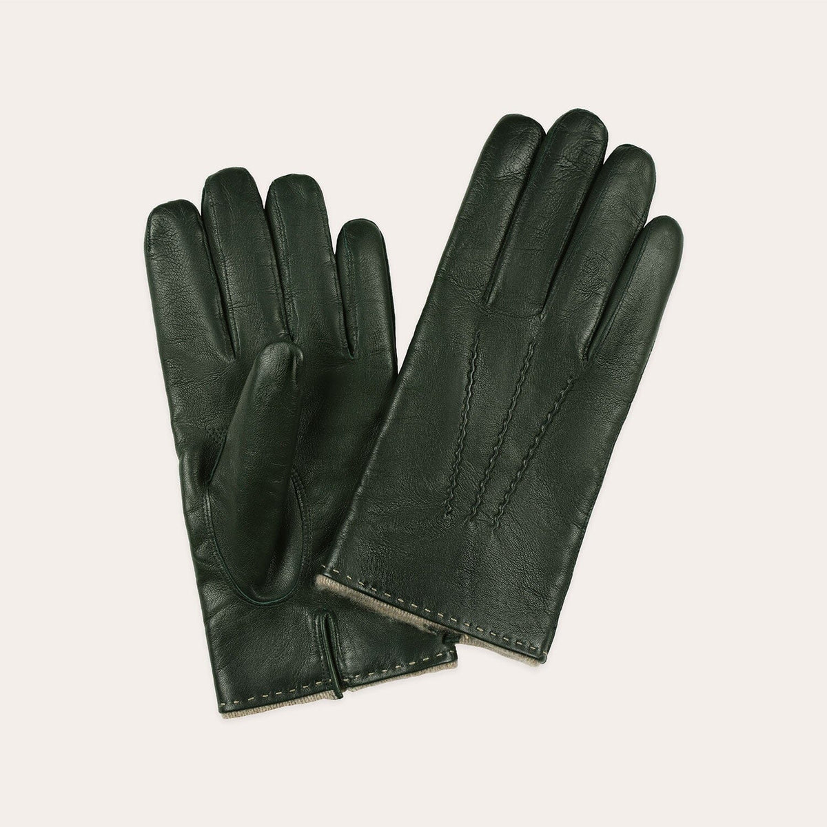 Gants en cuir vert forêt - 2