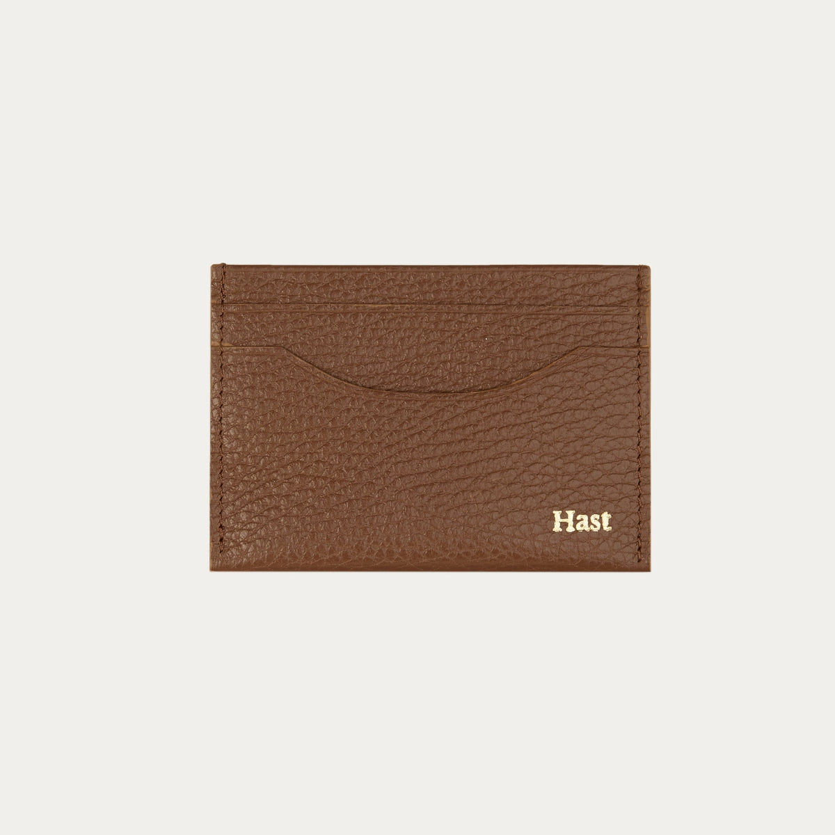 Porte-cartes marron en cuir grainé - 1