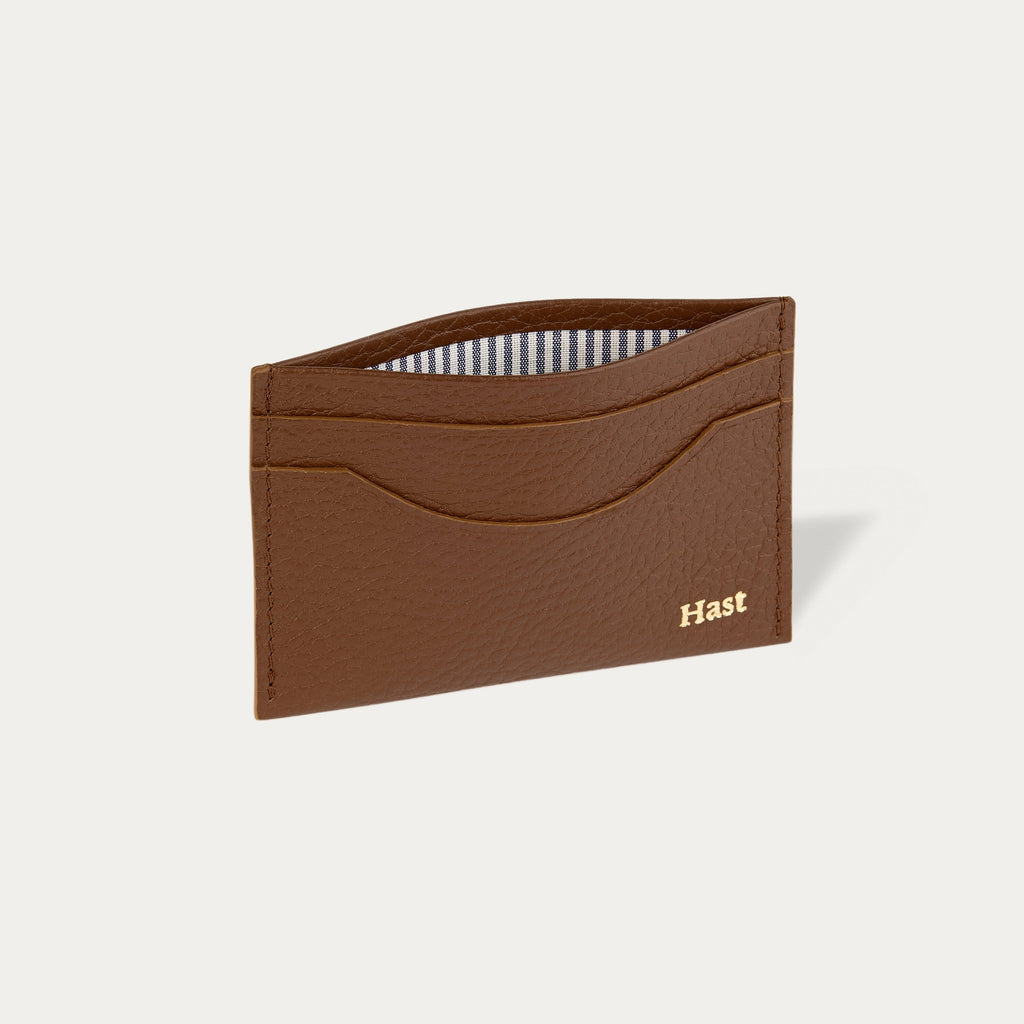 Porte-cartes marron en cuir grainé - 2